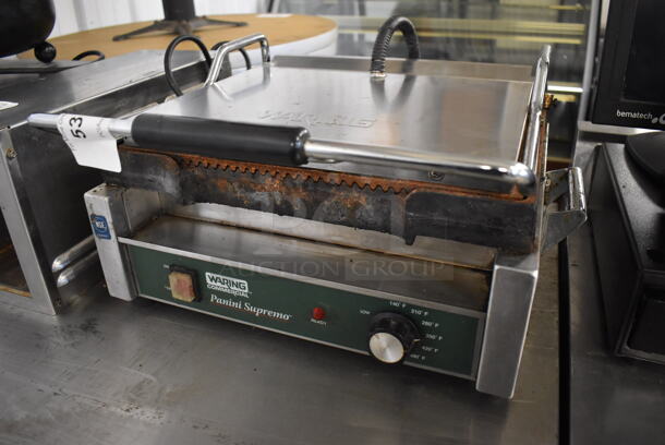 Waring WPG250 Stainless Steel Commercial Countertop Panini Press. 120 Volts, 1 Phase. 19x20x16. Tested and Working! - Image 4 of 7
