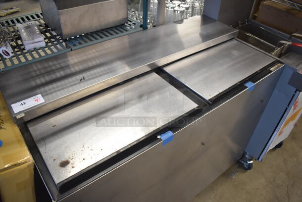 Perlick FR48SS Stainless Steel Commercial Bottled Back Bar Cooler w/ 2 Sliding Lids. 115 Volts, 1 Phase. 48x24.5x38. Cannot Test - Unit Needs New Plug Head - Image 3 of 7