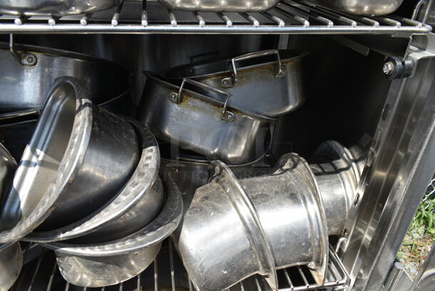Stainless Steel 2 Door Portable Cabinet on Commercial Casters w/ Contents Including Stainless Steel Drop In Bins and Bowls.  - Image 7 of 12