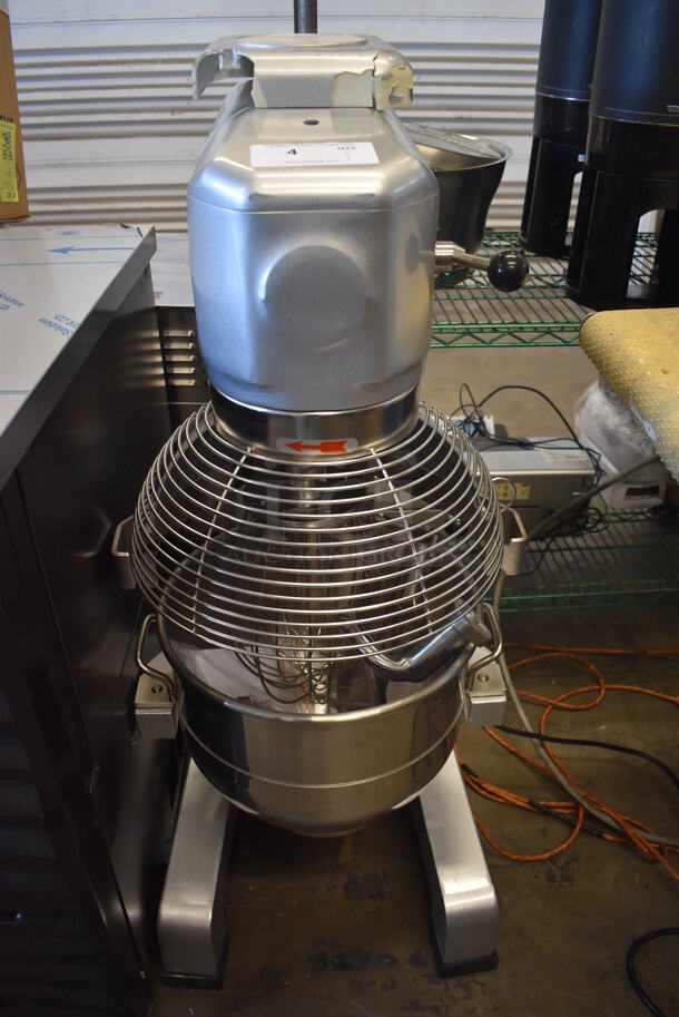 BRAND NEW SCRATCH AND DENT! Galaxy 177GMIX30 Metal Commercial Floor Style 30 Quart Planetary Dough Mixer w/ Stainless Steel Mixing Bowl, Bowl Guard, Dough Hook, Balloon Whisk and Paddle Attachments. 110 Volts, 1 Phase. 22x26x46 - Image 8 of 9