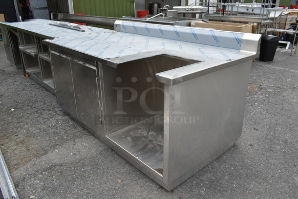 BRAND NEW SCRATCH AND DENT! Stainless Steel Commercial Counter w/ 2 Doors and Back Splash. - Image 2 of 7