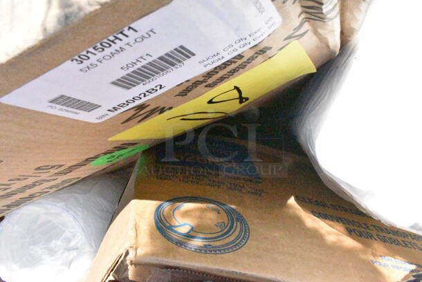 15 BRAND NEW Boxes Including 50HT1 White Foam Hinged Lid Container, 485WJ7BK Jumbo Black Wrapped Straw, 127RD16BULK Choice 16 oz. Customizable Microwavable Translucent Round Deli Container - 500/Case, 795200CSTN1M Carnival King #200 2 lb. Cornerstone Paper Food Tray. 15 Times Your Bid! - Image 5 of 12