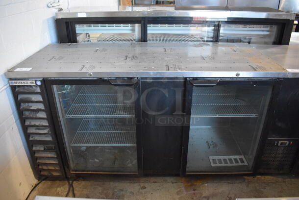 Beverage Air BB68HC-1-G-B Metal Commercial 2 Door Back Bar Cooler Merchandiser. 115 Volts, 1 Phase. 69x29x37.5. Tested and Working!
