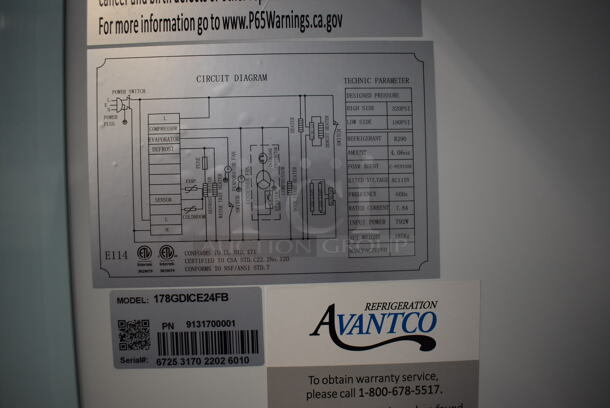 BRAND NEW SCRATCH AND DENT! Avantco 178GDICE24FB Metal Commercial Single Door Reach In Ice Freezer Merchandiser on Commercial Casters. 115 Volts, 1 Phase. 31x33x87. Tested and Working! - Image 7 of 7