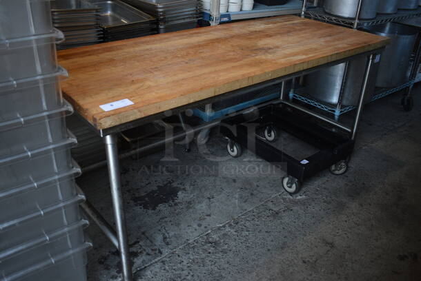 Butcher Block Tabletop on Metal Legs. 72x30.5x34