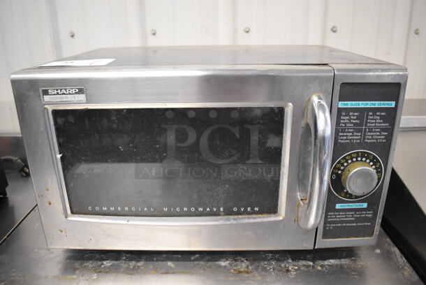 Sharp R-21LCF Stainless Steel Commercial Countertop Microwave Oven. 120 Volts, 1 Phase. 20.5x17x12 - Image 1 of 6