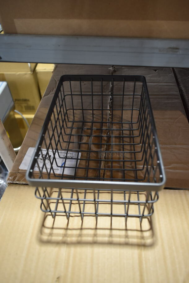 Box of 12 BRAND NEW! GET Enterprises WB-964-MG Urban Renewal 9" x 6" x 4" Metal Gray Rectangular Wire Basket - Image 4 of 8