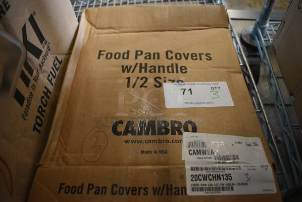 ALL ONE MONEY! Lot of 3 BRAND NEW IN BOX! Cambro Clear Poly Notched 1/6 Size Lids - Image 3 of 3