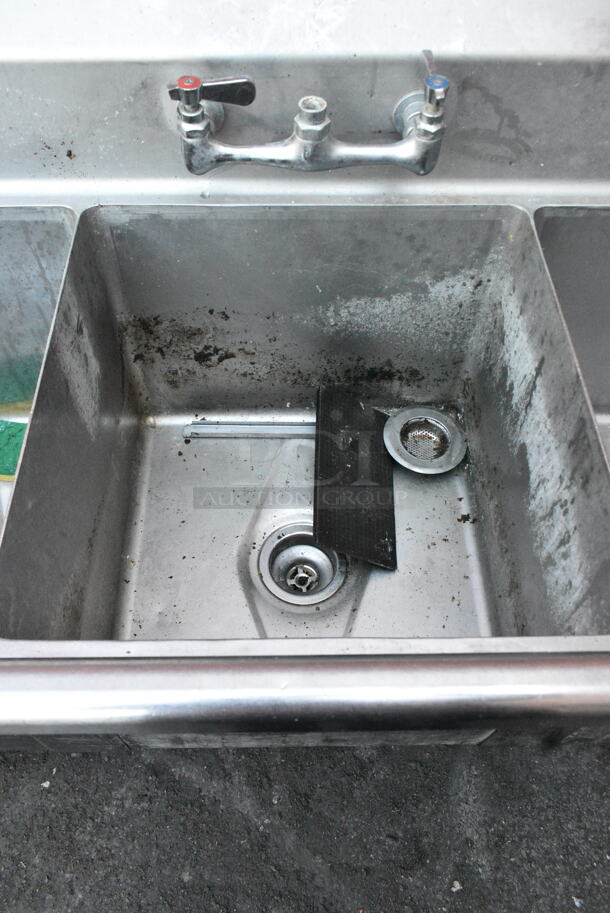 Stainless Steel Commercial 3 Bay Sink w/ Handles.  - Image 5 of 6