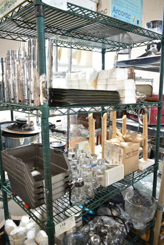 ALL ONE MONEY! Two Tier Lot of Various Items Including Metal Perforated Cups, Shot Glasses, Timer and Bins