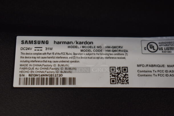 11 Various Sound Bars; 4 Samsung HW-Q6CRV, Samsung HW-MM55/ZA, Samsung HW-T50M, 3651HDX, Samsung HW-R60MV, Samsung HW-T45C, 3651ED0X, Sony HT-X8500. Includes 36x3x2. 11 Times Your Bid! - Image 8 of 12