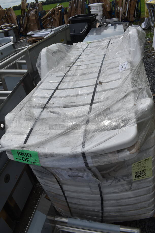 12 BRAND NEW SCRATCH AND DENT! Lancaster Table & Seating 427CHAISEWH White Stacking Adjustable Resin Chaise. 12 Times Your Bid!  - Image 3 of 4