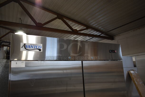 BRAND NEW SCRATCH AND DENT! 2023 Avantco 178A49RHC Stainless Steel Commercial 2 Door Reach In Cooler w/ Poly Coated Racks. 115 Volts, 1 Phase. Tested and Working! - Image 2 of 7