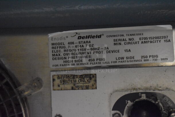 Delfield 406-STAR4 Stainless Steel Commercial Single Door Undercounter Cooler w/ Metal Rack on Commercial Casters. 115 Volts, 1 Phase. 27x29x32. Tested and Working! - Image 7 of 7