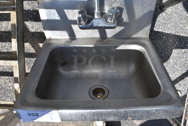 Stainless Steel Commercial Single Bay Wall Mount Sink w/ Faucet and Handles. 17x15.5x20 - Image 5 of 6