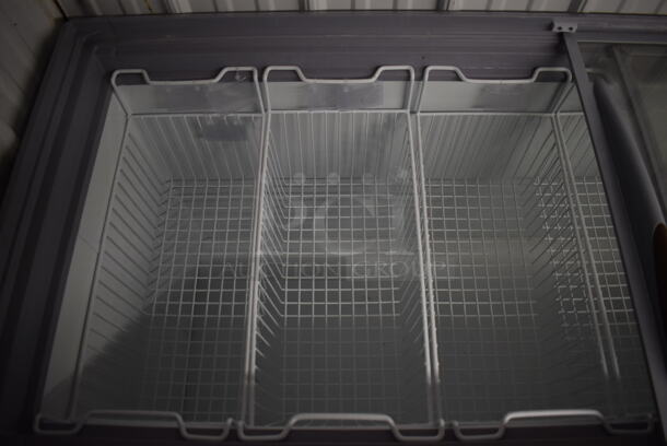 Avantco Metal Commercial Chest Freezer Merchandiser w/ Poly Coated Baskets on Commercial Casters. 71x28x34. Tested and Powers On But Does Not Get Cold - Image 5 of 8
