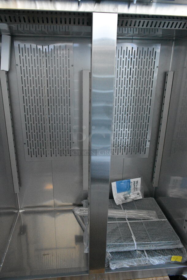 BRAND NEW SCRATCH AND DENT! 2023 Avantco 178Z2RHC Stainless Steel Commercial 2 Door Reach In Cooler w/ Poly Coated Racks on Commercial Casters. 115 Volts, 1 Phase. Tested and Working! - Image 2 of 8