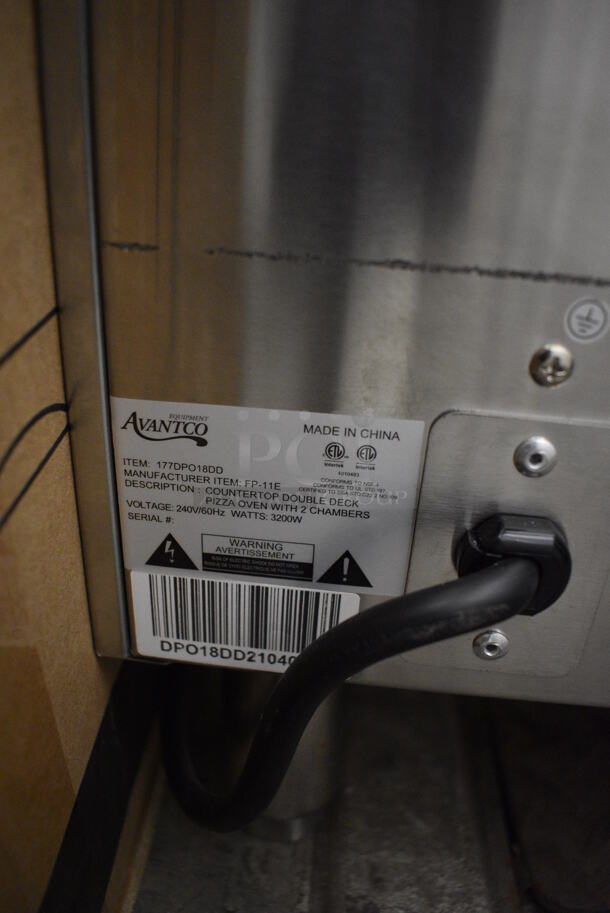 BRAND NEW! Avantco Model 177DPO18DD Stainless Steel Commercial Countertop Double Deck Pizza Oven w/ Stones. 240 Volts, 1 Phase. 28x22x26.5 - Image 7 of 8