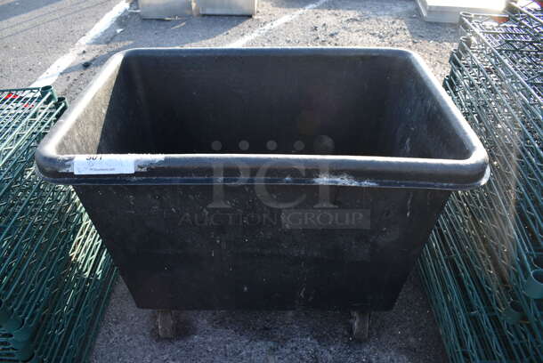 Black Poly Bin on Commercial Casters. 32x22x25