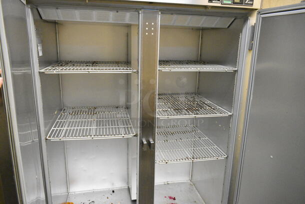Beverage Air ER48-1AS Stainless Steel Commercial 2 Door Reach In Cooler w/ Poly Coated Racks on Commercial Casters. 115 Volts, 1 Phase. This Unit Was In Working Condition When the Restaurant Closed. (kitchen) - Image 2 of 7