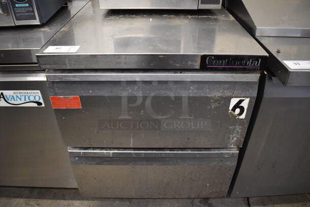 Continental SWF27 Stainless Steel Commercial 2 Drawer Undercounter Freezer on Commercial Casters. 115 Volts, 1 Phase. 27.5x30x35.5. Tested and Working! - Image 1 of 5