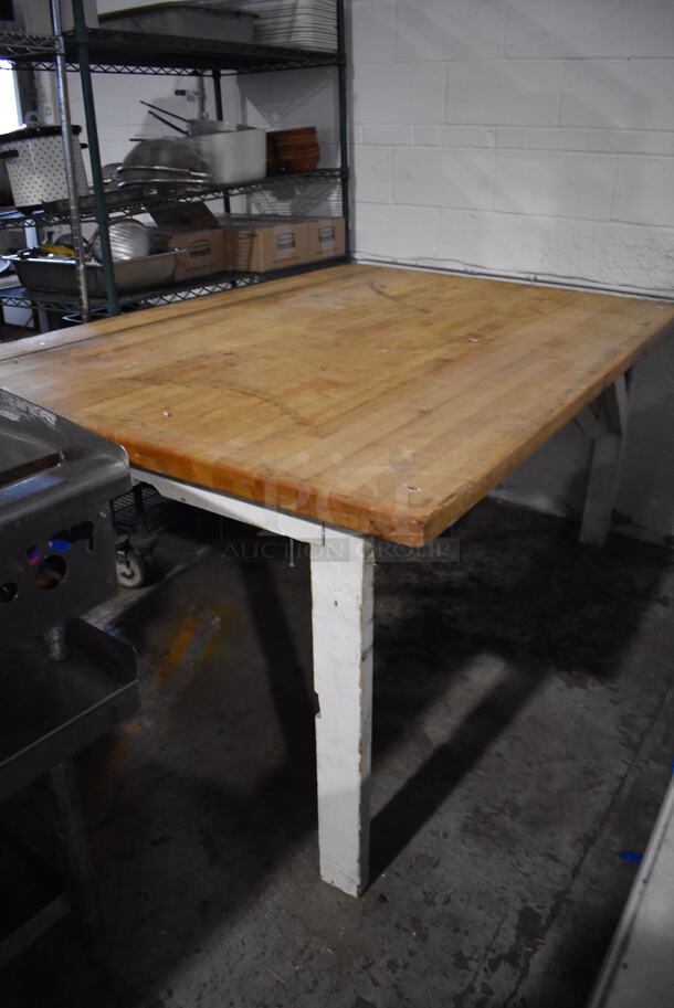 Butcher Block Tabletop on Wooden Legs. 72x49x34 - Image 4 of 6