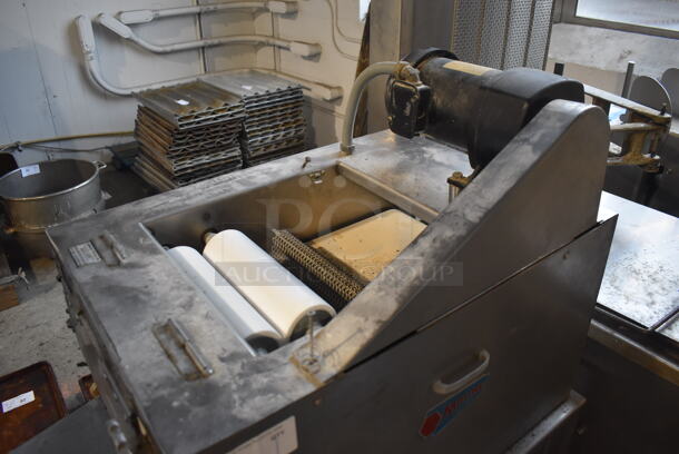 Moline Metal Commercial Floor Style Dough Sheeter w/ Under Shelf on Commercial Casters. 115 Volts, 1 Phase. 40x23.5x54.5. Tested and Working! - Image 3 of 7