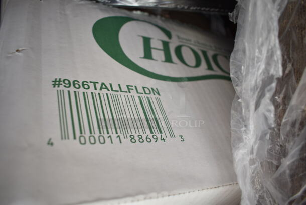 PALLET LOT of 20 BRAND NEW Boxes Including 176BSKT128BK Choice 12" x 8 1/2" x 1 1/2" Black Rectangular Plastic Fast Food Basket - 12/Pack, 612FHL1230 Choice Foil Steam Table Pan Lid - Half Size - 100/Case, 966TALLFLDN Choice Kraft Natural Tall Fold Dispenser Napkin, 427TB2230 Lancaster Table & Seating Excalibur 22" x 30" Cross Outdoor Table Base Plate, 500LDOME Choice 9 oz., 12 oz., 16 oz., 20 oz., 24 oz. Clear Dome Lid with 1" Hole - 1000/Case, 500CC9 Choice 9 oz. Clear PET Customizable Plastic Squat Cold Cup - 1000/Case, 4 Box 130WSPOON Choice Medium Weight White Plastic Teaspoon - 1000/Case, Dart 205HT1 White Foam Take Out Container with Perforated Hinged Lid 9" x 6" x 3" - 200/Case. 20 Times Your Bid! - Image 6 of 12