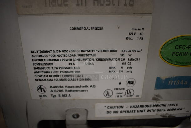 Metal Commercial Chest Freezer Merchandiser on Commercial Casters. Missing 1 Caster. 120 Volts, 1 Phase. 39.5x25x34. Tested and Working! - Image 6 of 6