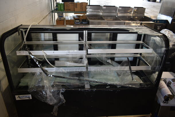 BRAND NEW SCRATCH AND DENT! Avantco 193BC72HCB Metal Commercial 72" Curved Glass Black Refrigerated Bakery Display Case Merchandiser. See Pictures For Broken Glass. 110-120 Volts, 1 Phase. Tested and Powers On But Does Not Get Cold - Image 3 of 7