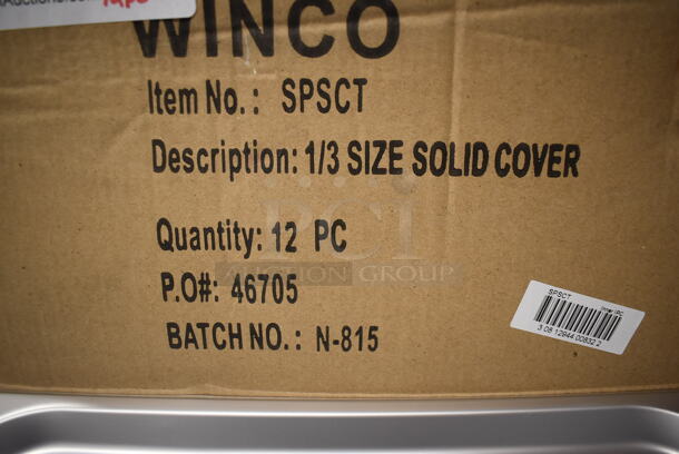 12 BRAND NEW IN BOX! Winco SPSCT Stainless Steel 1/3 Size Drop In Bin Lids. 12 Times Your Bid! - Image 4 of 4