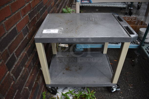 Gray and Tan Poly 2 Tier Cart on Commercial Casters. 27x18x24 - Image 1 of 4