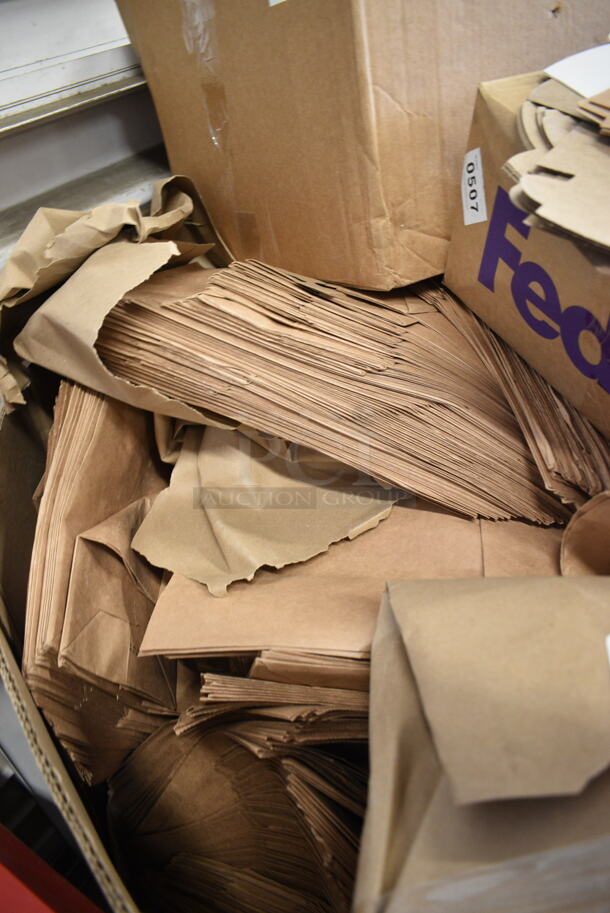 PALLET LOT of 15 BRAND NEW Boxes Including 2451282CBBL Baker's Lane 12" x 8" x 2 1/4" Kraft Auto-Popup Donut / Bakery Box - 200/Bundle, 442CUSHPAD24126YW, 999RSG2 Plastic Shot Glass, Duro Kraft Paper Bags. 15 Times Your Bid! - Image 6 of 10