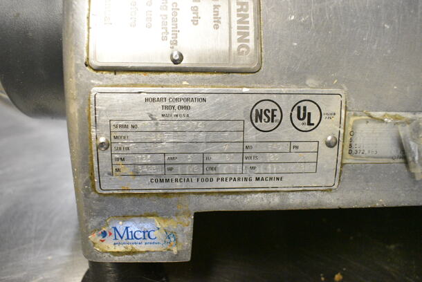 Hobart 2612 Stainless Steel Commercial Countertop Meat Slicer. 115 Volts, 1 Phase. This Unit Was In Working Condition When the Restaurant Closed.  (kitchen) - Image 2 of 5