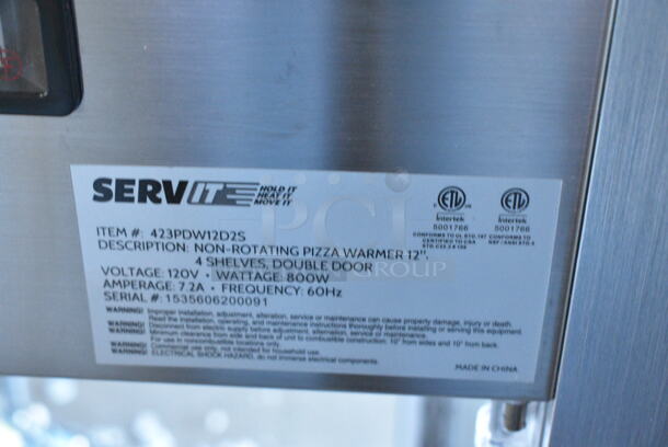 BRAND NEW SCRATCH AND DENT! ServIt 423PDW12D2S Stainless Steel Commercial Countertop 12" Self-Service Countertop Display Warmer with 4 Shelves. See Pictures for Broken / Missing Glass Panes. Tested and Working! - Image 8 of 8