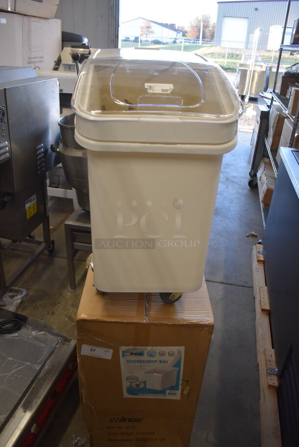 BRAND NEW IN BOX! Winco White Poly Ingredient Bin on Commercial Casters. 15.5x29.5x28 - Image 4 of 12