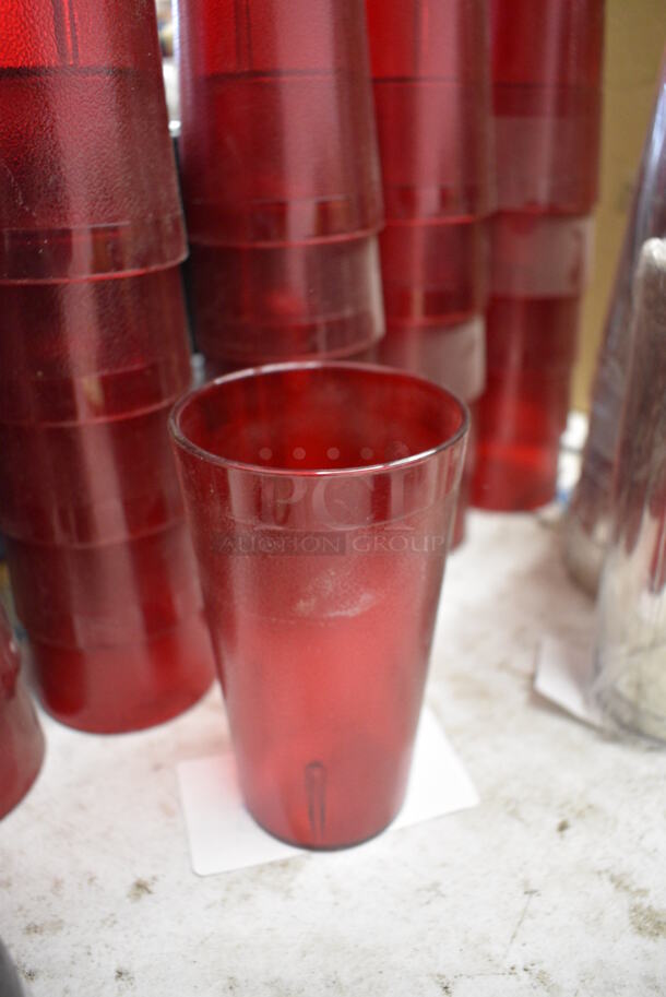 ALL ONE MONEY! Lot of 25 Red Poly Beverage Tumblers. 3x3x5.75