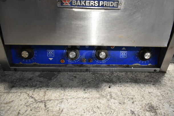 Bakers Pride P-44 Stainless Steel Commercial Countertop Electric Powered Double Deck Pizza Oven w/ Cooking Stones. 208 Volts, 1 Phase.  - Image 3 of 6