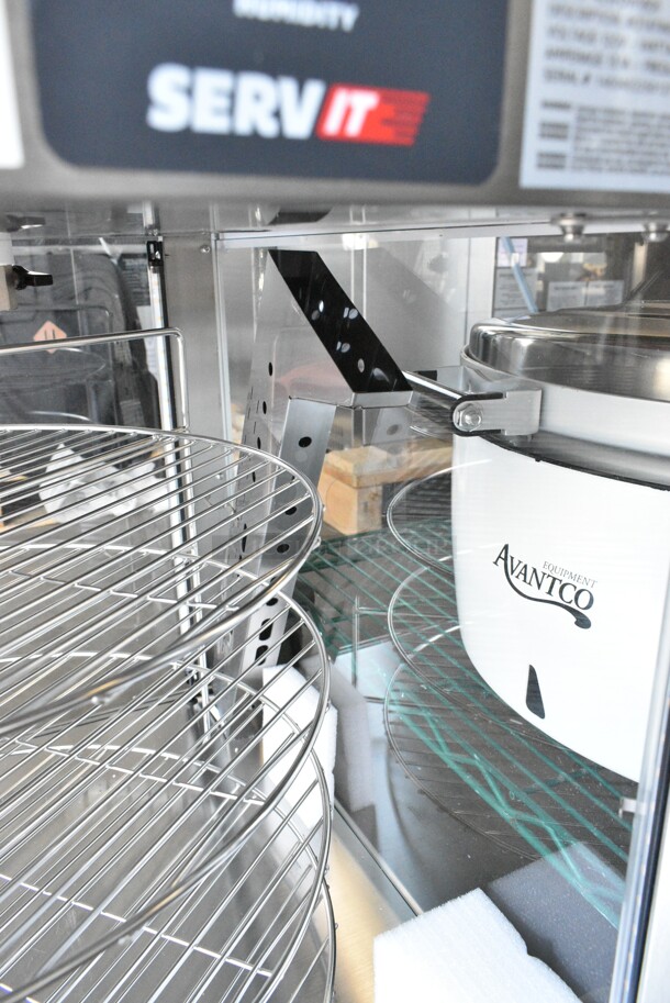 BRAND NEW SCRATCH AND DENT! ServIt 423PDW18D1 Stainless Steel 18" Full-Service Pizza Warmer with 4-Shelf Rotating Rack. 120 Volts, 1 Phase. Tested and Working! - Image 9 of 10