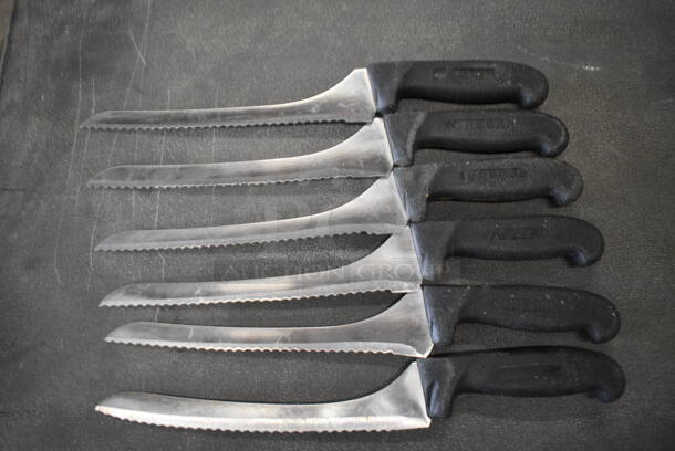 6 Sharpened Stainless Steel Serrated Knives. Includes 14