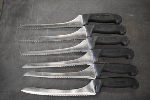 6 Sharpened Stainless Steel Serrated Knives. Includes 14". 6 Times Your Bid!