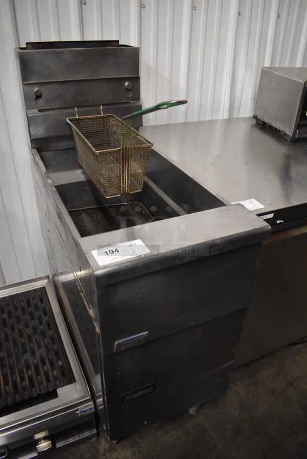 2016 Pitco Frialator SG14 Stainless Steel Commercial Floor Style Natural Gas Powered Deep Fat Fryer w/ 1 Metal Fry Basket. 110,000 BTU. 16x34x45.5 - Image 3 of 6