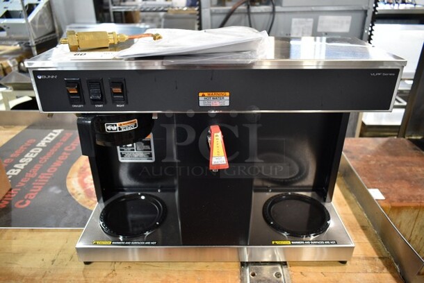 BRAND NEW SCRATCH AND DENT! 2022 Bunn VLPF 07400.0005 Stainless Steel Commercial Automatic Coffee Brewer with Two Lower Warmers. 120 Volts, 1 Phase.  - Image 2 of 7