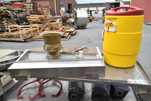Metal 4 Tier Cart w/ Igloo Beverage Holder, Bar Topping Rails. - Image 7 of 11