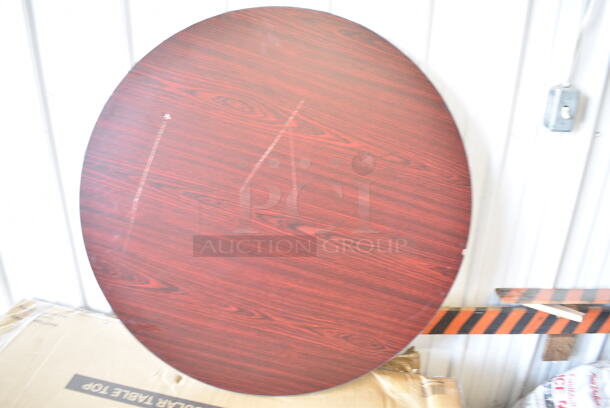 2 BRAND NEW SCRATCH AND DENT! Lancaster Table & Seating Tables; 3492442T 24" x 42" Laminated Rectangular Table Top Reversible Walnut / Oak and Round Tabletop. 2 Times Your Bid! - Image 3 of 4