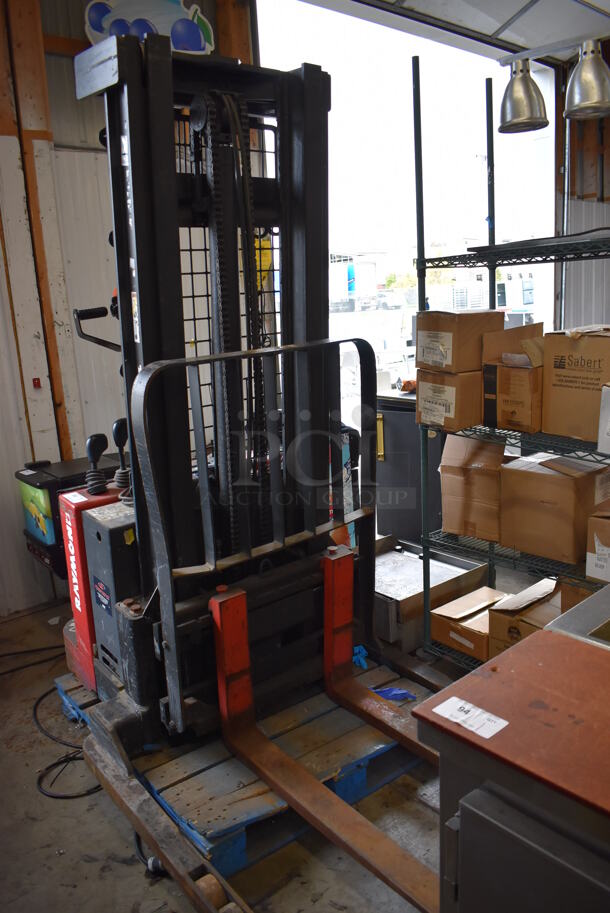 Raymond RSS40 Metal Commercial 6750 Pound Capacity Walkie Straddle Stacker Truck. 85x48x82
