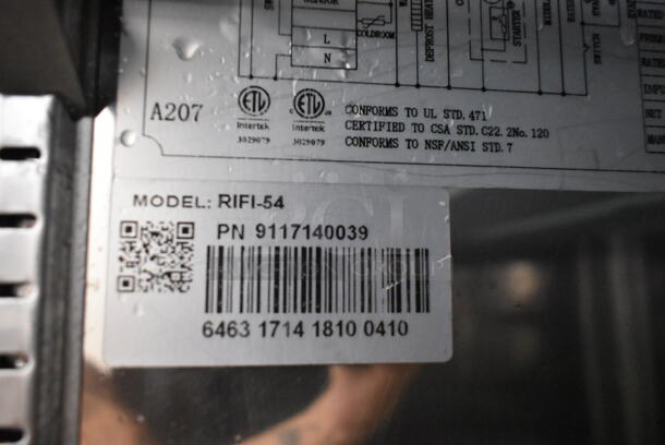 Universal Coolers RIFI-54 Stainless Steel Commercial 2 Door Reach In Freezer w/ Poly Coated Racks. 115 Volts, 1 Phase. Tested and Working! - Image 4 of 5