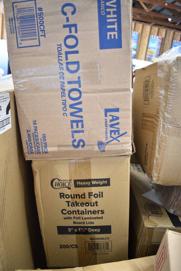PALLET LOT of 23 BRAND NEW Boxes Including 3 Box 966TALLFLDN Choice Kraft Natural Tall-Fold 6" x 13" Dispenser Napkin - 8000/Case, 5002DNAP Choice White 2-Ply Dinner Napkin 17" x 15" - 3000/Case, 500CC12HD 12 oz. Plastic Cold Cup - 1000/Case, 500CC9 Choice 9 oz. Clear PET Customizable Plastic Squat Cold Cup - 1000/Case, 612605070 Choice Full Size Foil Steam Table Pan Deep 3 3/8" Depth - Full Size Deep - 50/Case, 610060 Brooklace Fluted Bake Cup, 39884291 Perfect Fry 84291 Air Filter Kit for PFA and PFC Ventless Deep Fryers, 4 Box 129MCR24B Choice 24 oz. Black Round Microwavable Heavy Weight Container with Lid 7 1/4" - 150/Case, 502404816CL Lavex 40-45 Gallon 16 Micron 40" x 48" High Density Janitorial Can Liner / Trash Bag - 250/Case, AMA009CLT23 Front of the House Gatsby 7 oz. Ice SAN Plastic Martini Glass - 12/Pack, HP2099 Imperial 2099 U' Shaped Burner. 23 Times Your Bid! - Image 8 of 12