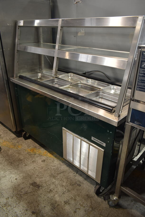 Delfield KCSC-60-B Stainless Steel Commercial Electric Powered Refrigerated Prep Table w/ Sneeze Guard on Commercial Casters. 115 Volts, 1 Phase. Tested and Working!
