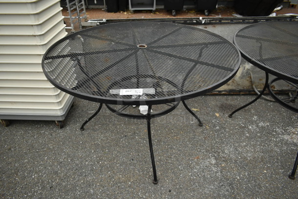 Black Metal Mesh Round Patio Table. - Image 1 of 3